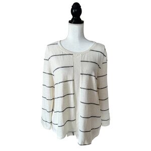 Habitat Striped Summer Knit Sweater Overlapping Panel Hem Relaxed Fit Medium